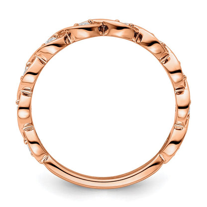 14K Roségold Ehering mit 0,2 ct. laborgezüchteten Diamanten, VS/SI+ G+, komplett besetzt