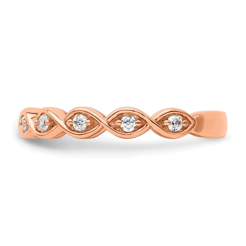 14K Roségold Ehering mit 0,2 ct. laborgezüchteten Diamanten, VS/SI+ G+, komplett besetzt