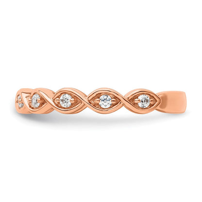 14K Roségold Ehering mit 0,2 ct. laborgezüchteten Diamanten, VS/SI+ G+, komplett besetzt