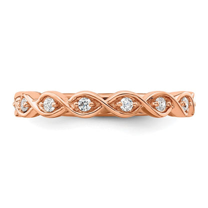 14K Roségold Ehering mit 0,2 ct. laborgezüchteten Diamanten, VS/SI+ G+, komplett besetzt