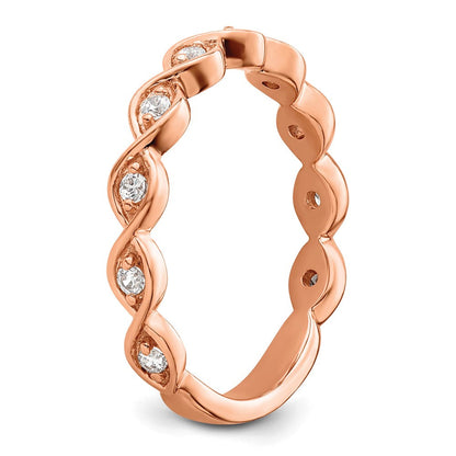 14K Roségold Ehering mit 0,2 ct. laborgezüchteten Diamanten, VS/SI+ G+, komplett besetzt