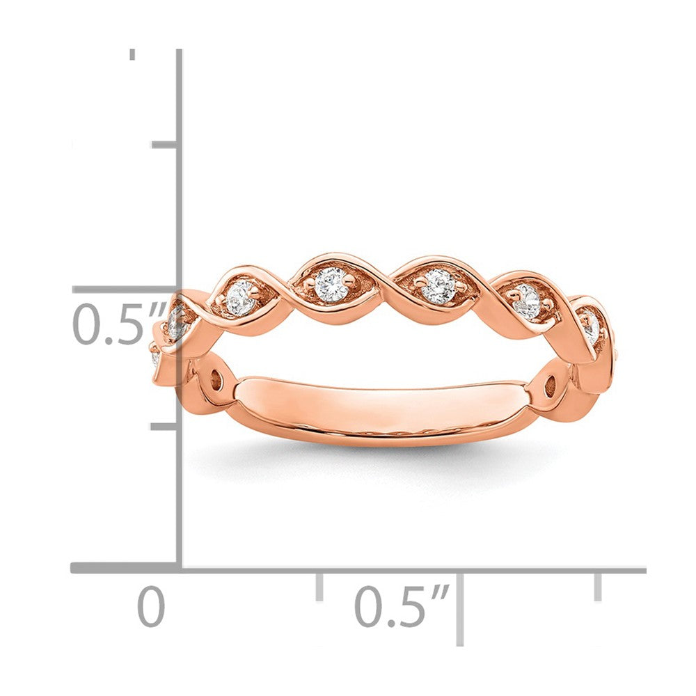 14K Roségold Ehering mit 0,2 ct. laborgezüchteten Diamanten, VS/SI+ G+, komplett besetzt