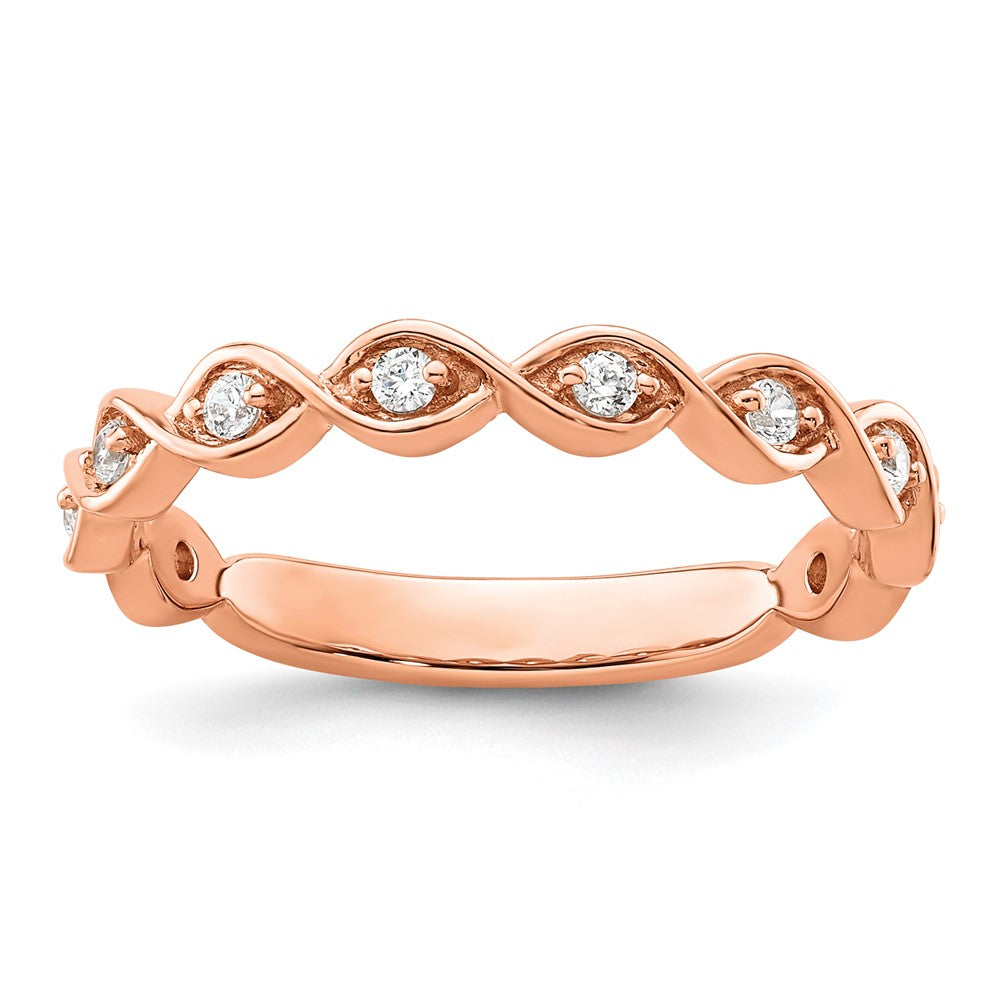 14K Roségold Ehering mit 0,2 ct. laborgezüchteten Diamanten, VS/SI+ G+, komplett besetzt