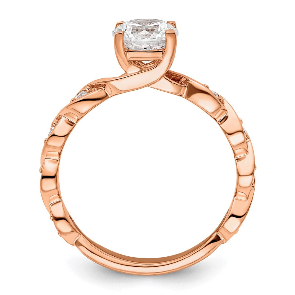 14K Roségold Verlobungsring mit 1 ct. rundem Diamant in der Mitte und 0,17 ct. laborgezüchteten Diamanten VS/SI+ G+