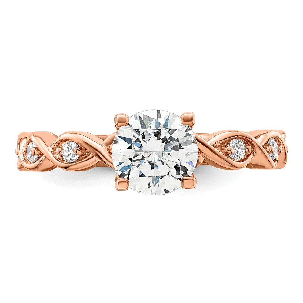 14K Roségold Verlobungsring mit 1 ct. rundem Diamant in der Mitte und 0,17 ct. laborgezüchteten Diamanten VS/SI+ G+