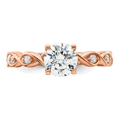 14K Roségold Verlobungsring mit 1 ct. rundem Diamant in der Mitte und 0,17 ct. laborgezüchteten Diamanten VS/SI+ G+