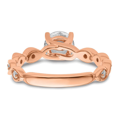 14K Roségold Verlobungsring mit 1 ct. rundem Diamant in der Mitte und 0,17 ct. laborgezüchteten Diamanten VS/SI+ G+
