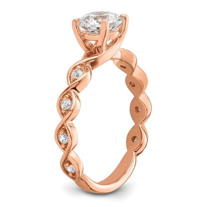 14K Roségold Verlobungsring mit 1 ct. rundem Diamant in der Mitte und 0,17 ct. laborgezüchteten Diamanten VS/SI+ G+