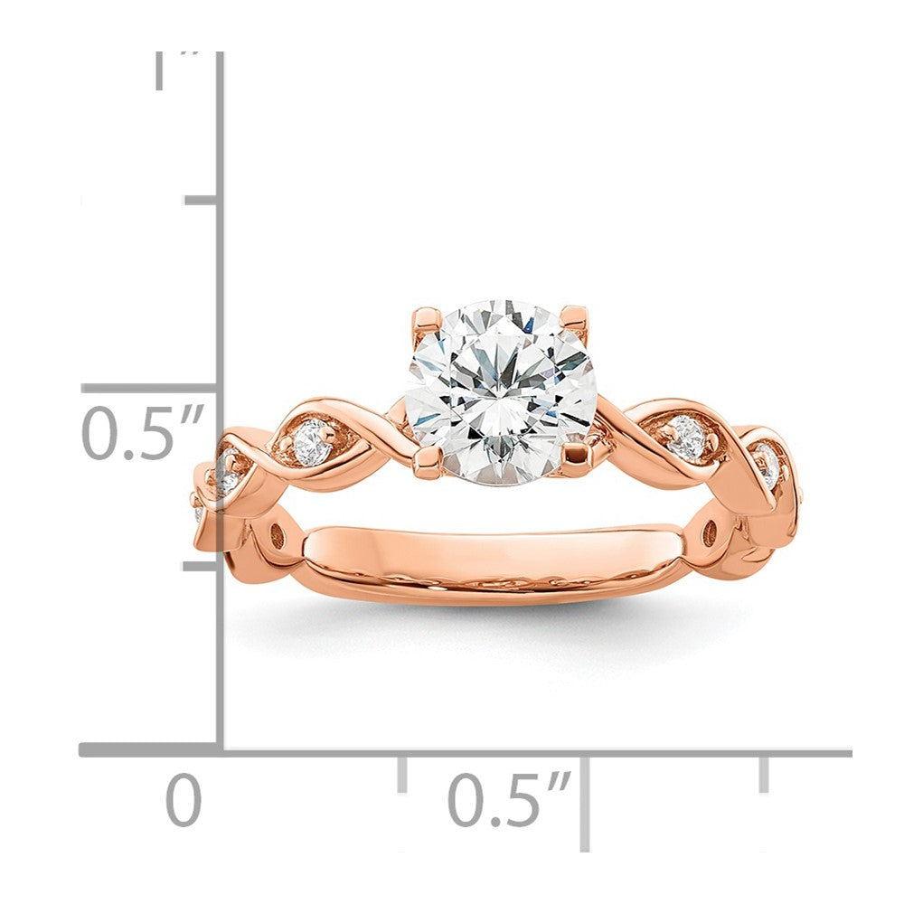 14K Roségold Verlobungsring mit 1 ct. rundem Diamant in der Mitte und 0,17 ct. laborgezüchteten Diamanten VS/SI+ G+