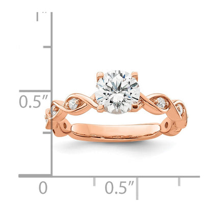14K Roségold Verlobungsring mit 1 ct. rundem Diamant in der Mitte und 0,17 ct. laborgezüchteten Diamanten VS/SI+ G+