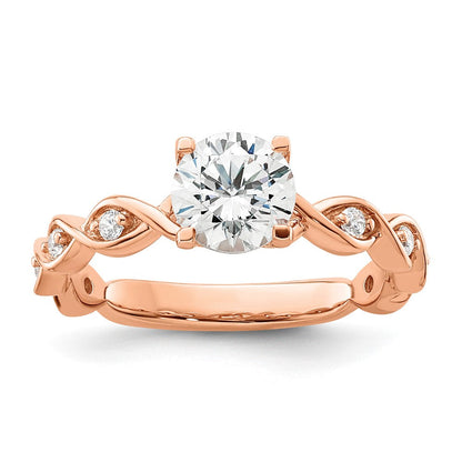 14K Roségold Verlobungsring mit 1 ct. rundem Diamant in der Mitte und 0,17 ct. laborgezüchteten Diamanten VS/SI+ G+