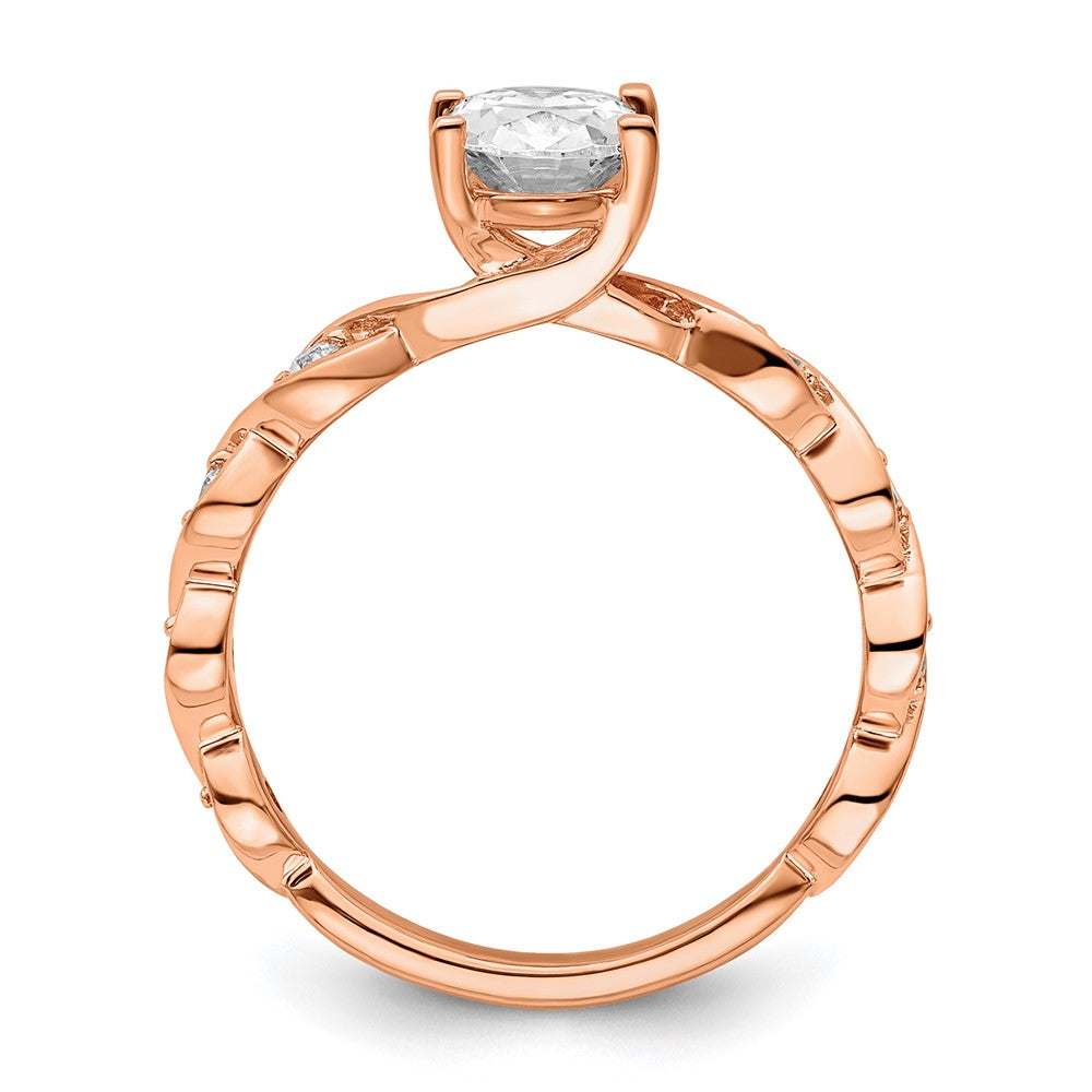 14K Roségold Verlobungsring mit 0,17 ct. im Labor gezüchteten Diamanten VS/SI+ G+ und 1 ct. Oval-Diamanten in der Mitte