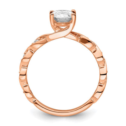14K Roségold Verlobungsring mit 0,17 ct. im Labor gezüchteten Diamanten VS/SI+ G+ und 1 ct. Oval-Diamanten in der Mitte