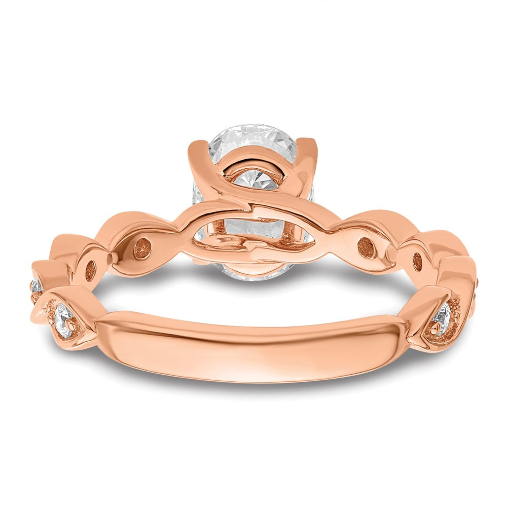 14K Roségold Verlobungsring mit 0,17 ct. im Labor gezüchteten Diamanten VS/SI+ G+ und 1 ct. Oval-Diamanten in der Mitte