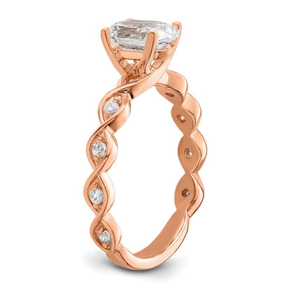 14K Roségold Verlobungsring mit 0,17 ct. im Labor gezüchteten Diamanten VS/SI+ G+ und 1 ct. Oval-Diamanten in der Mitte