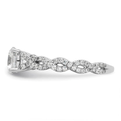 14K Weißgold 0,375 ct. Laborgezüchteter Diamant VS/SI+ G+ 1 ct. Mittelstein Verlobungsring