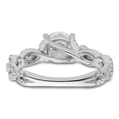 14K Weißgold 0,375 ct. Laborgezüchteter Diamant VS/SI+ G+ 1 ct. Mittelstein Verlobungsring