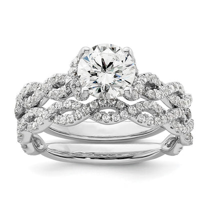 14K Weißgold 0,375 ct. Laborgezüchteter Diamant VS/SI+ G+ 1 ct. Mittelstein Verlobungsring