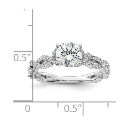 14K Weißgold 0,375 ct. Laborgezüchteter Diamant VS/SI+ G+ 1 ct. Mittelstein Verlobungsring