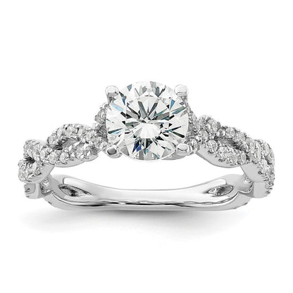 14K Weißgold 0,375 ct. Laborgezüchteter Diamant VS/SI+ G+ 1 ct. Mittelstein Verlobungsring