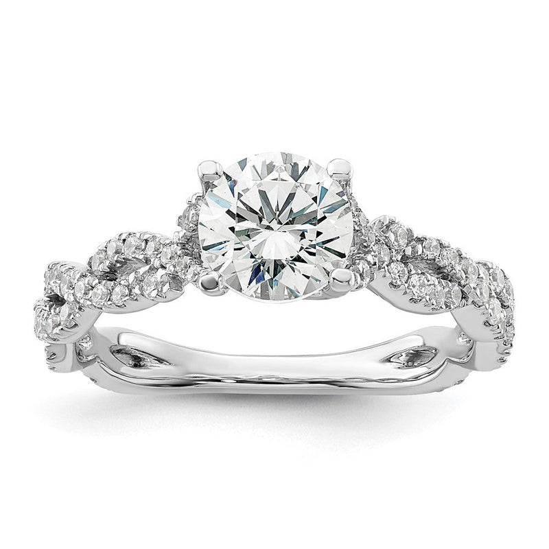 14K Weißgold 0,375 ct. Laborgezüchteter Diamant VS/SI+ G+ 1 ct. Mittelstein Verlobungsring