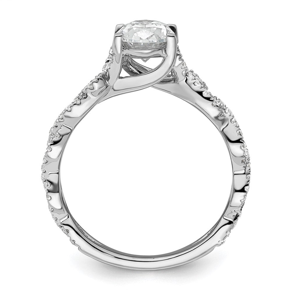 14K Weißgold Verlobungsring mit 0,375 ct. Laborgezüchteten Diamanten VS/SI+ G+, 1 ct. Center Oval Semi Mount