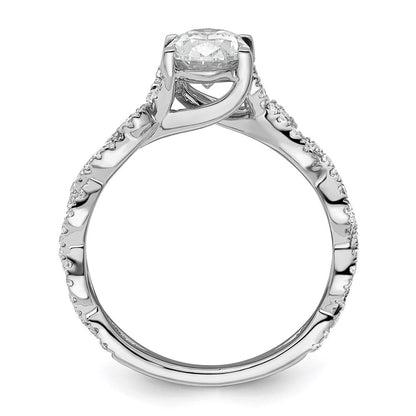 14K Weißgold Verlobungsring mit 0,375 ct. Laborgezüchteten Diamanten VS/SI+ G+, 1 ct. Center Oval Semi Mount