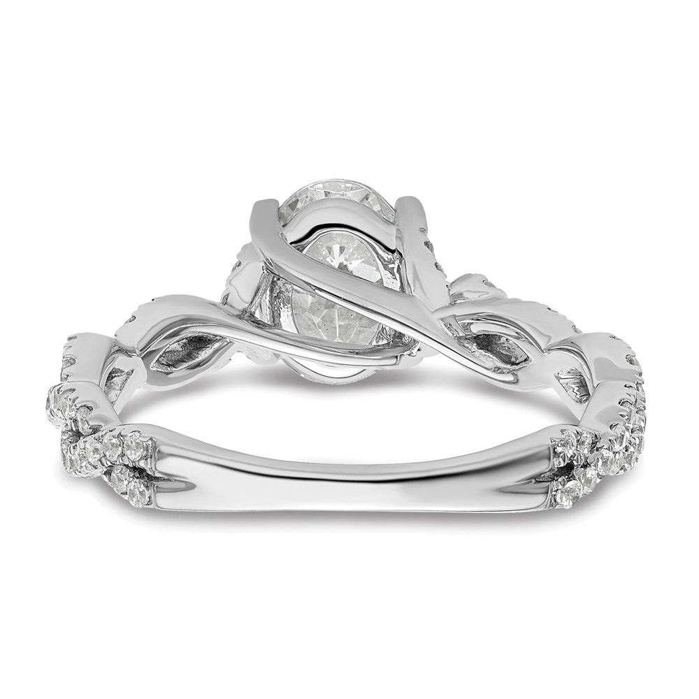 14K Weißgold Verlobungsring mit 0,375 ct. Laborgezüchteten Diamanten VS/SI+ G+, 1 ct. Center Oval Semi Mount