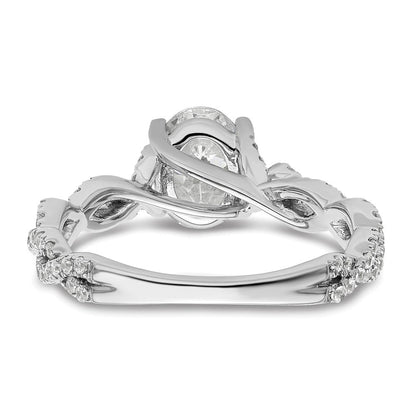 14K Weißgold Verlobungsring mit 0,375 ct. Laborgezüchteten Diamanten VS/SI+ G+, 1 ct. Center Oval Semi Mount