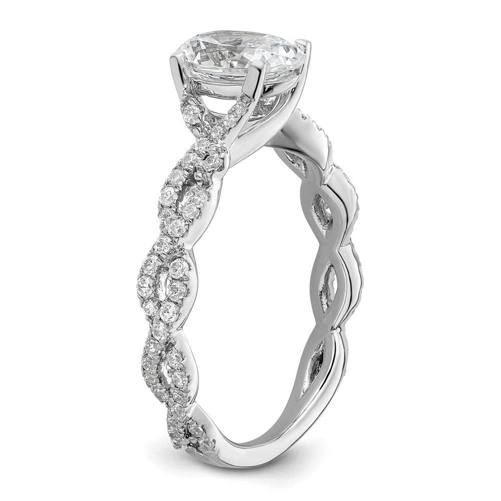 14K Weißgold Verlobungsring mit 0,375 ct. Laborgezüchteten Diamanten VS/SI+ G+, 1 ct. Center Oval Semi Mount