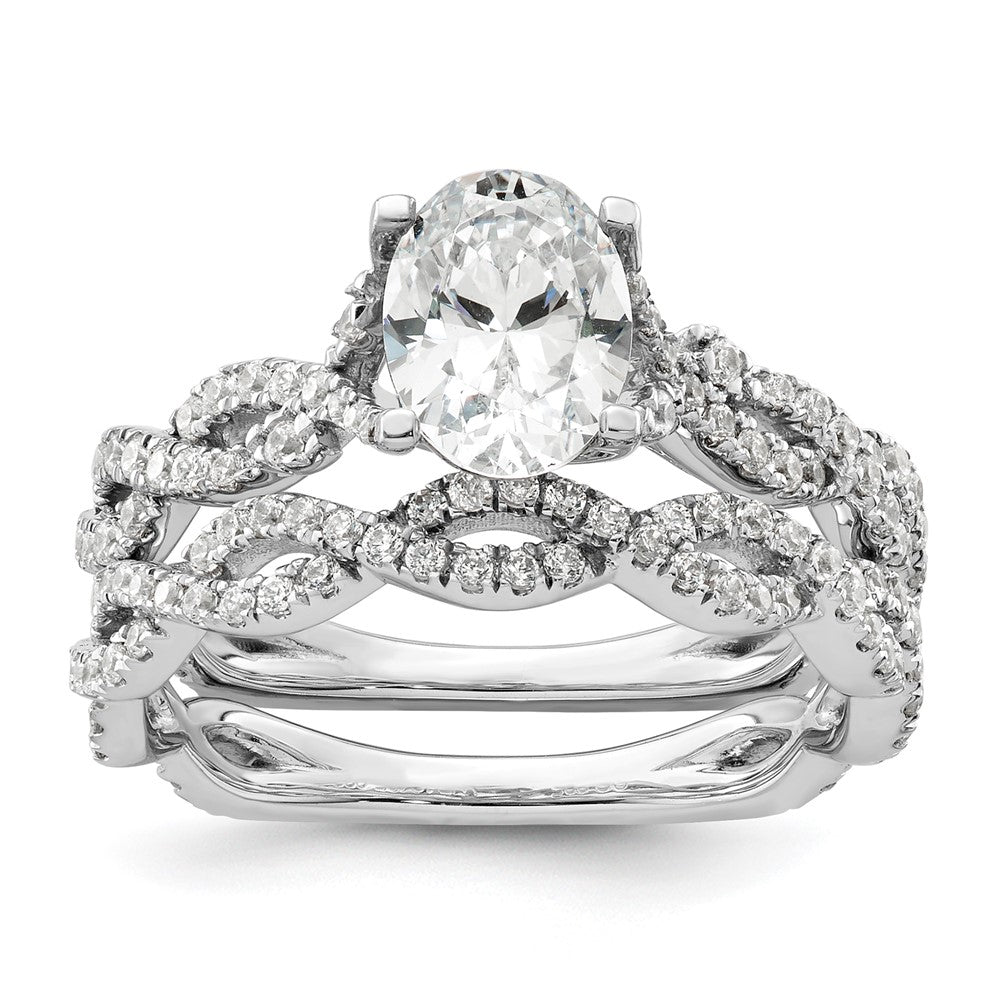 14K Weißgold Verlobungsring mit 0,375 ct. Laborgezüchteten Diamanten VS/SI+ G+, 1 ct. Center Oval Semi Mount