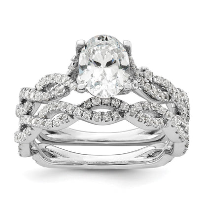 14K Weißgold Verlobungsring mit 0,375 ct. Laborgezüchteten Diamanten VS/SI+ G+, 1 ct. Center Oval Semi Mount