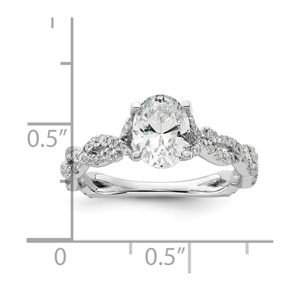 14K Weißgold Verlobungsring mit 0,375 ct. Laborgezüchteten Diamanten VS/SI+ G+, 1 ct. Center Oval Semi Mount
