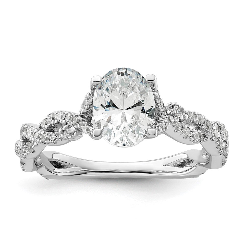 14K Weißgold Verlobungsring mit 0,375 ct. Laborgezüchteten Diamanten VS/SI+ G+, 1 ct. Center Oval Semi Mount