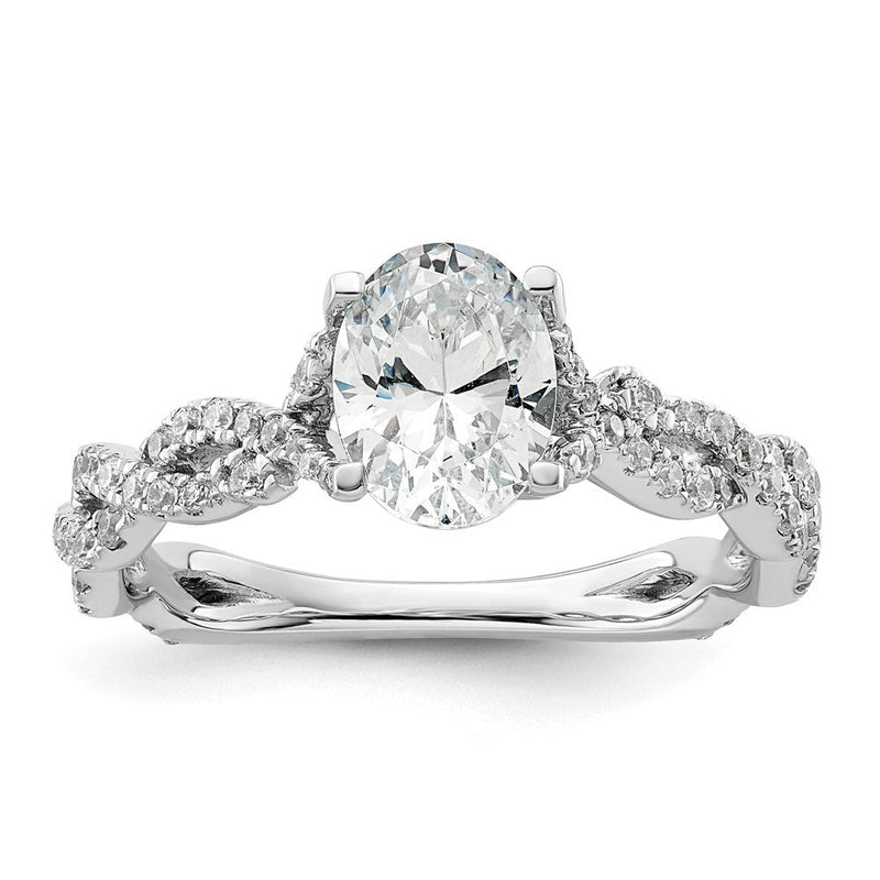 14K Weißgold Verlobungsring mit 0,375 ct. Laborgezüchteten Diamanten VS/SI+ G+, 1 ct. Center Oval Semi Mount