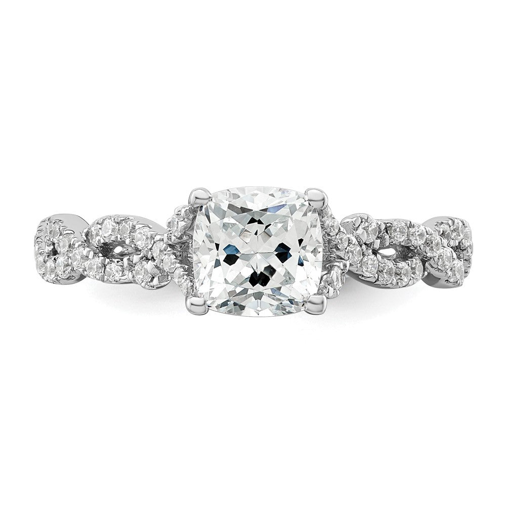14K Weißgold Verlobungsring mit 0,375 ct. Laborgezüchteten Diamanten VS/SI+ G+ und 1 ct. Diamant im Kissenschliff als Mittelstein