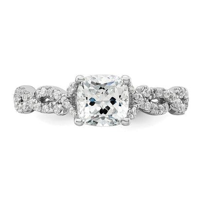 14K Weißgold Verlobungsring mit 0,375 ct. Laborgezüchteten Diamanten VS/SI+ G+ und 1 ct. Diamant im Kissenschliff als Mittelstein