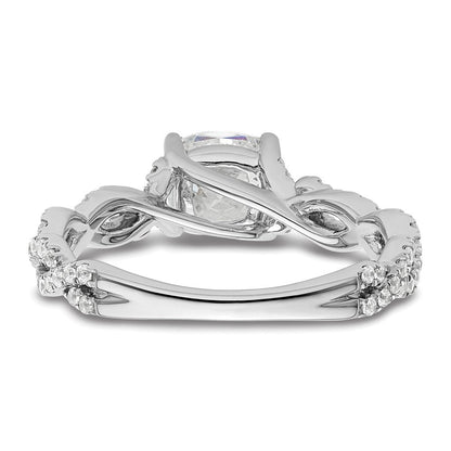 14K Weißgold Verlobungsring mit 0,375 ct. Laborgezüchteten Diamanten VS/SI+ G+ und 1 ct. Diamant im Kissenschliff als Mittelstein
