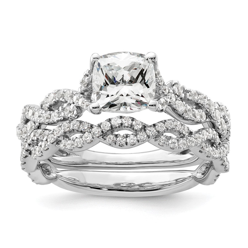 14K Weißgold Verlobungsring mit 0,375 ct. Laborgezüchteten Diamanten VS/SI+ G+ und 1 ct. Diamant im Kissenschliff als Mittelstein