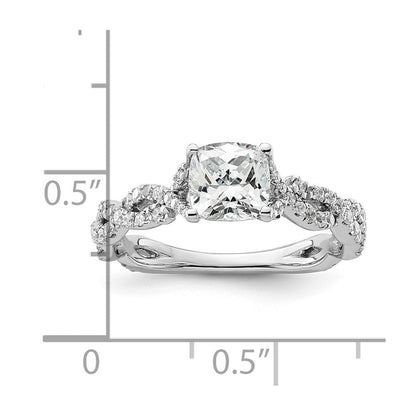 14K Weißgold Verlobungsring mit 0,375 ct. Laborgezüchteten Diamanten VS/SI+ G+ und 1 ct. Diamant im Kissenschliff als Mittelstein