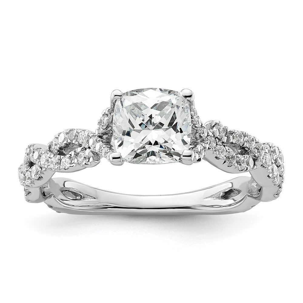 14K Weißgold Verlobungsring mit 0,375 ct. Laborgezüchteten Diamanten VS/SI+ G+ und 1 ct. Diamant im Kissenschliff als Mittelstein