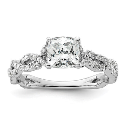 14K Weißgold Verlobungsring mit 0,375 ct. Laborgezüchteten Diamanten VS/SI+ G+ und 1 ct. Diamant im Kissenschliff als Mittelstein