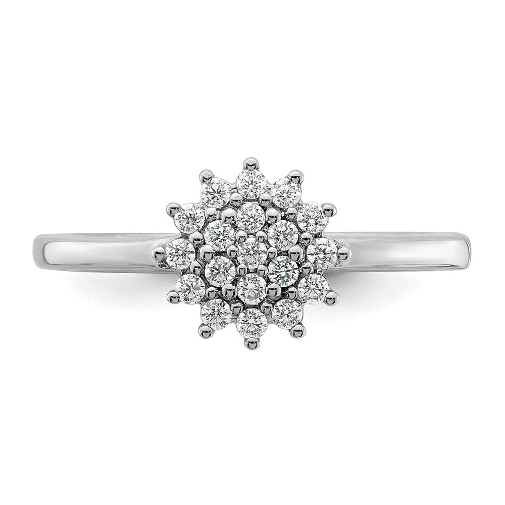 14K Weißgold Cluster-Ring mit 0,25 ct. Labor-gezüchteten Diamanten VS/SI+ G+
