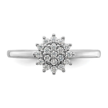14K Weißgold Cluster-Ring mit 0,25 ct. Labor-gezüchteten Diamanten VS/SI+ G+
