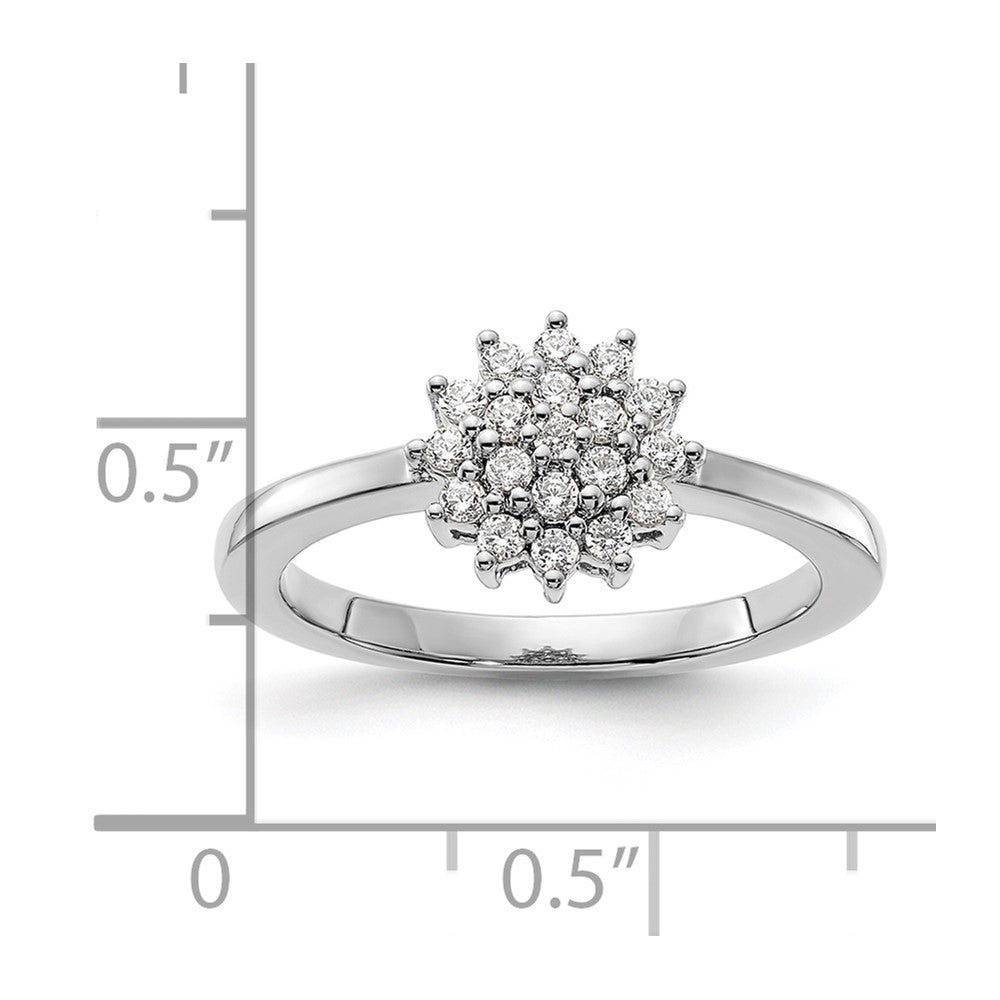 14K Weißgold Cluster-Ring mit 0,25 ct. Labor-gezüchteten Diamanten VS/SI+ G+