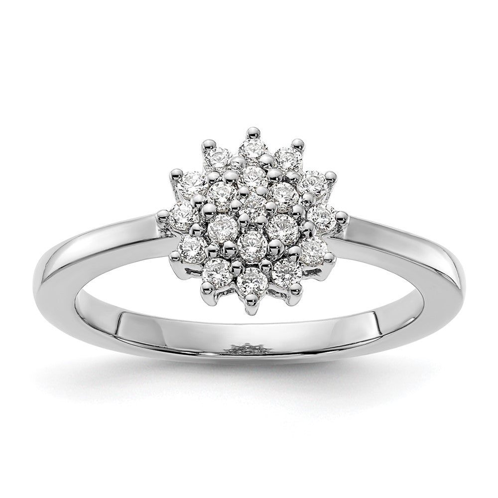 14K Weißgold Cluster-Ring mit 0,25 ct. Labor-gezüchteten Diamanten VS/SI+ G+