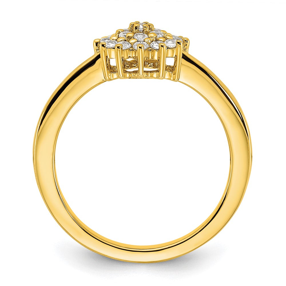 14K Gelbgold 0,25 ct. Laborgezüchteter Diamant VS/SI+ G+ Cluster-Ring komplett