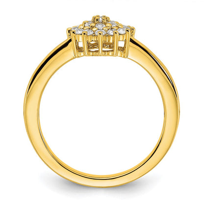 14K Gelbgold 0,25 ct. Laborgezüchteter Diamant VS/SI+ G+ Cluster-Ring komplett