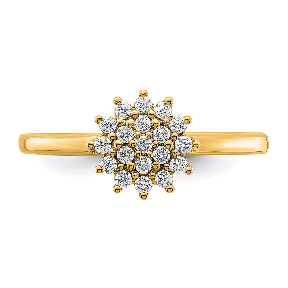 14K Gelbgold 0,25 ct. Laborgezüchteter Diamant VS/SI+ G+ Cluster-Ring komplett