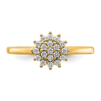14K Gelbgold 0,25 ct. Laborgezüchteter Diamant VS/SI+ G+ Cluster-Ring komplett